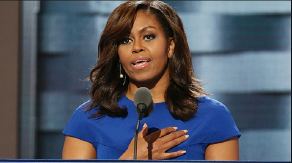 Michelle Obama, pictured here at the Democratic convention where she gave a magnificent speech, needs no introduction